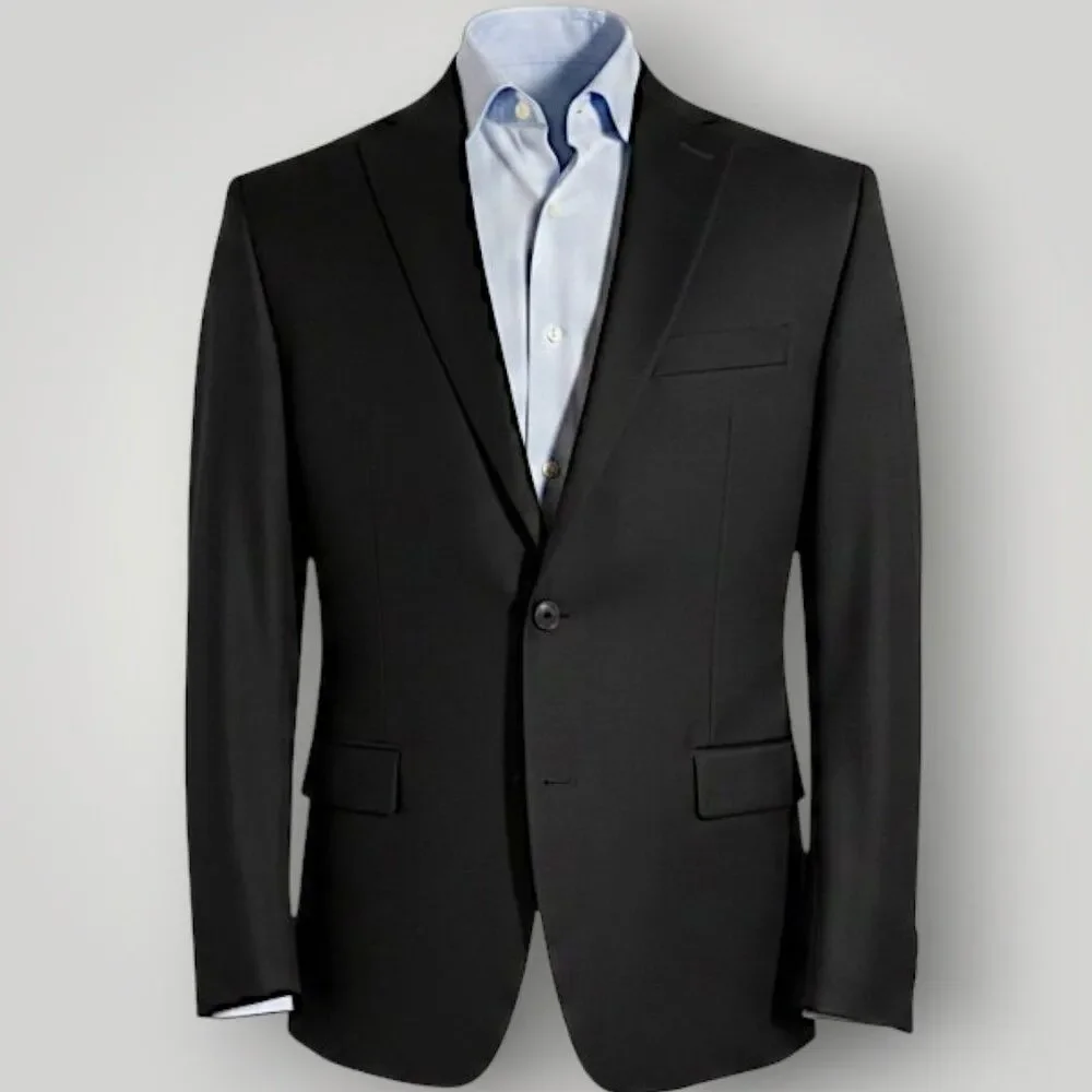 CALVIN KLEIN Slim Fit Mens Blazer 48L Sport Coat 2-Button Suit Jacket Black Wool